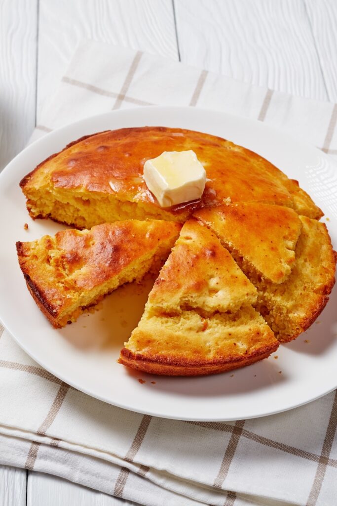 Giada De Laurentiis Buttermilk Cornbread with butter and honey on the side.