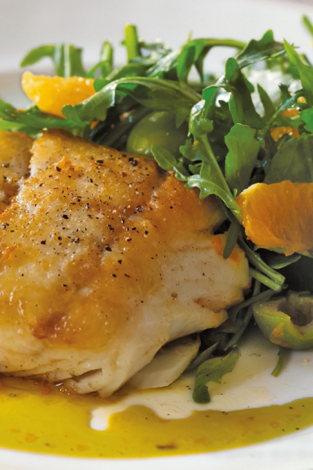 Giada Seared Cod with Tangerine and Arugula