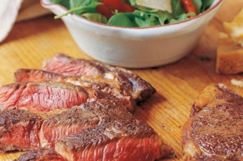 Giada Seared Rib-eye Steak With Arugula-roasted Pepper Salad