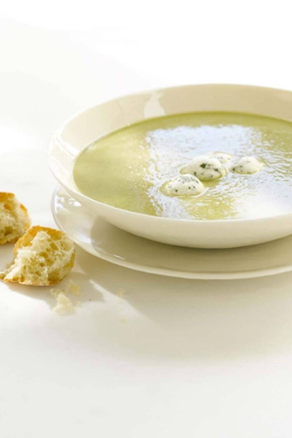 Giada Delicious Asparagus Soup with Herbed Goat Cheese