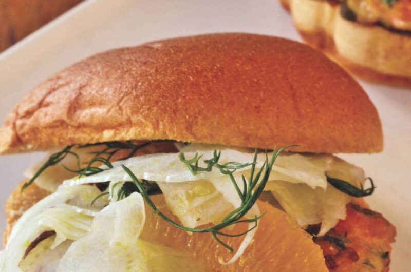 Pan-Seared Salmon Burgers with Fennel Slaw