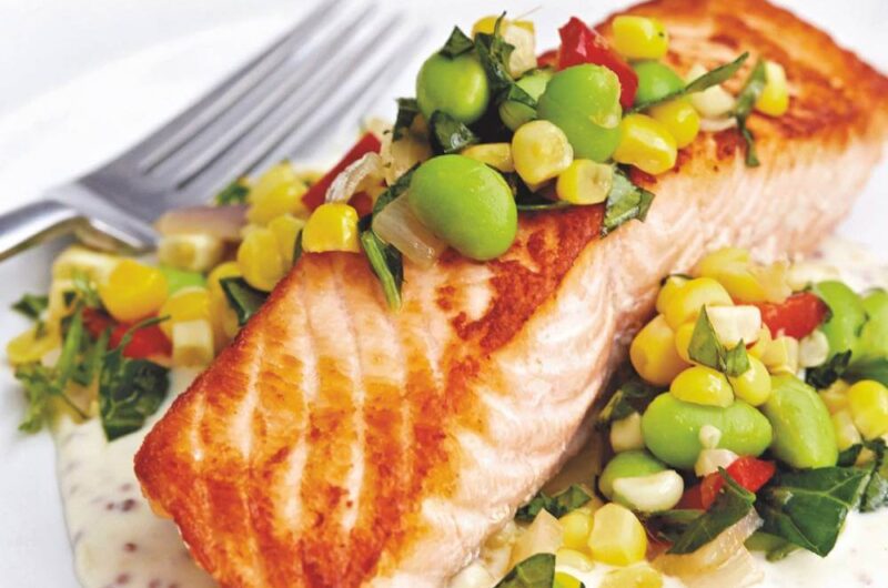 Giada Pan-Seared Salmon with Year-Round Succotash