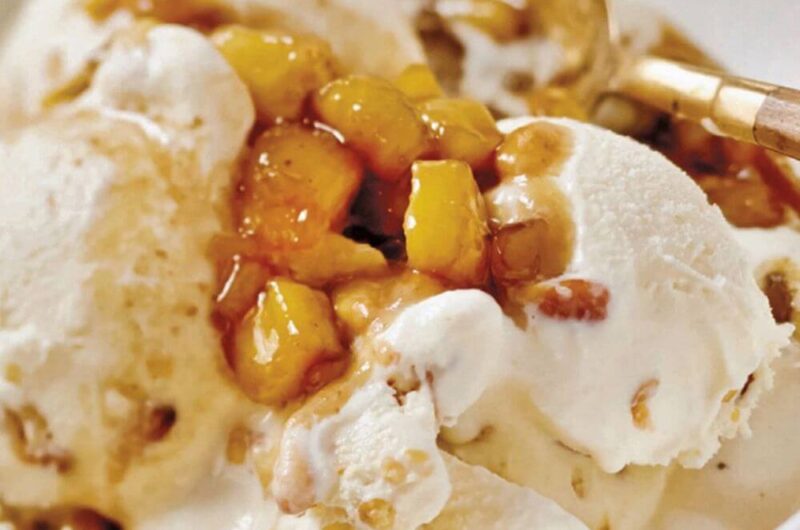 Giada Pine Nut Ice Cream with Banana Caramel Sauce