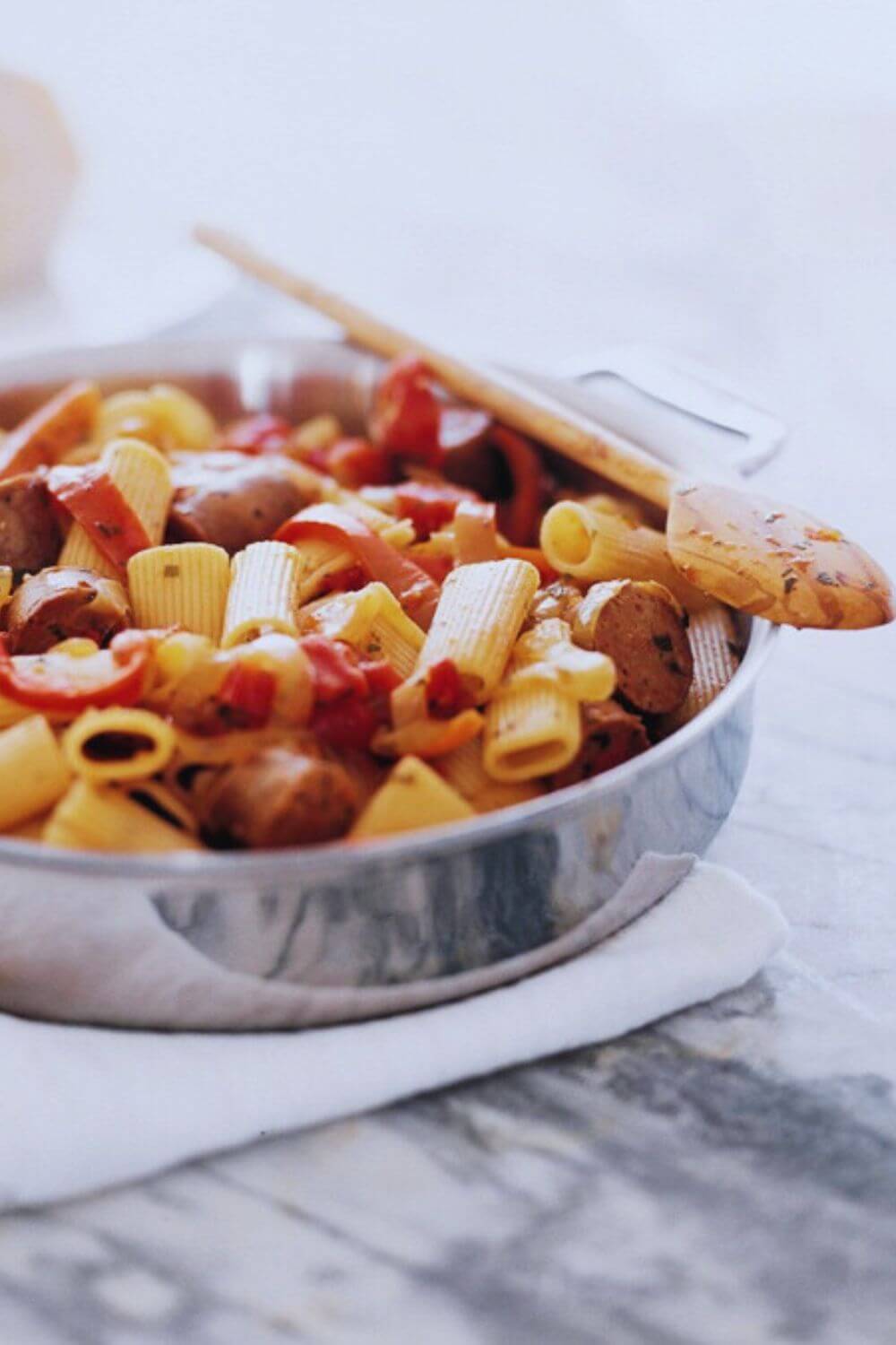 Giada Rigatoni with Sausage, Peppers, and Onions