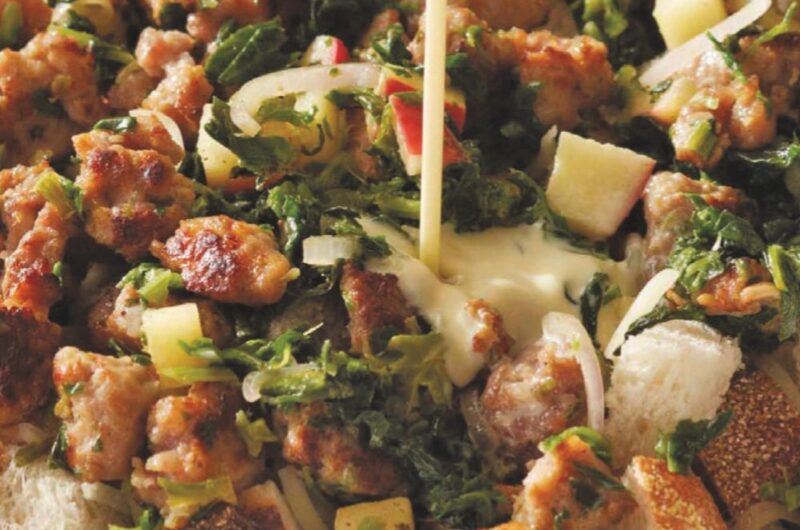 Giada Sausage, Spinach, and Apple Strata