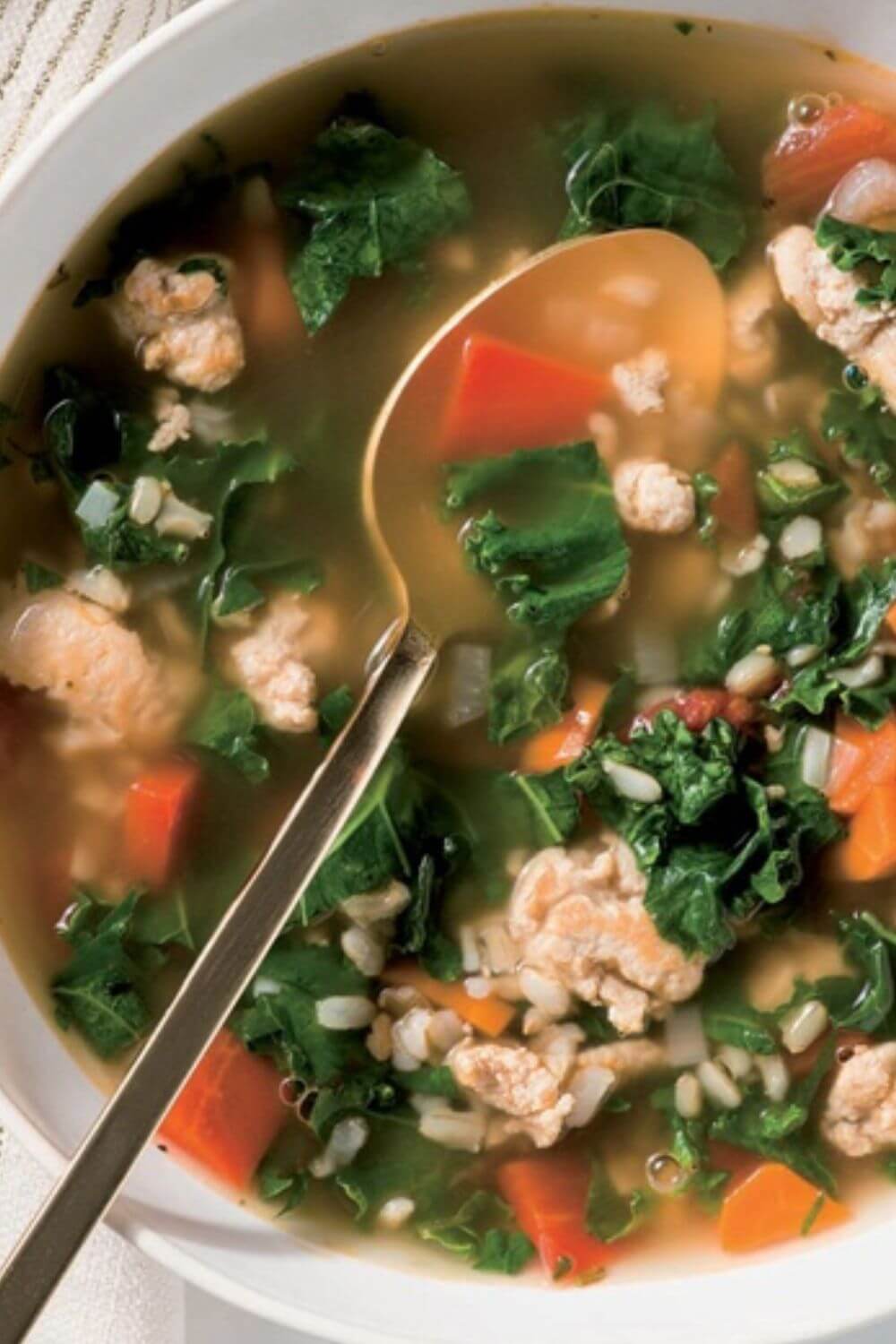 Giada Turkey, Kale, and Brown Rice Soup