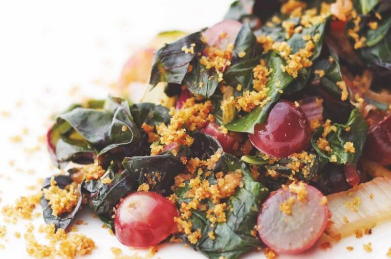 Giada Braised Swiss Chard with Curried Bread Crumbs