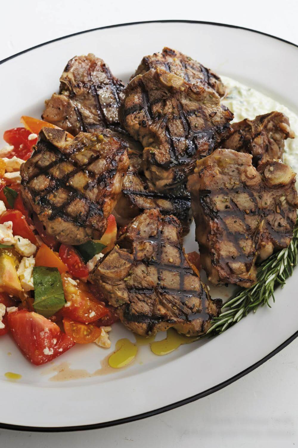 Giada Lamb Chops with Tomato and Feta Salad