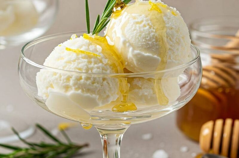 Giada mascarpone sorbetto with rosemary honey