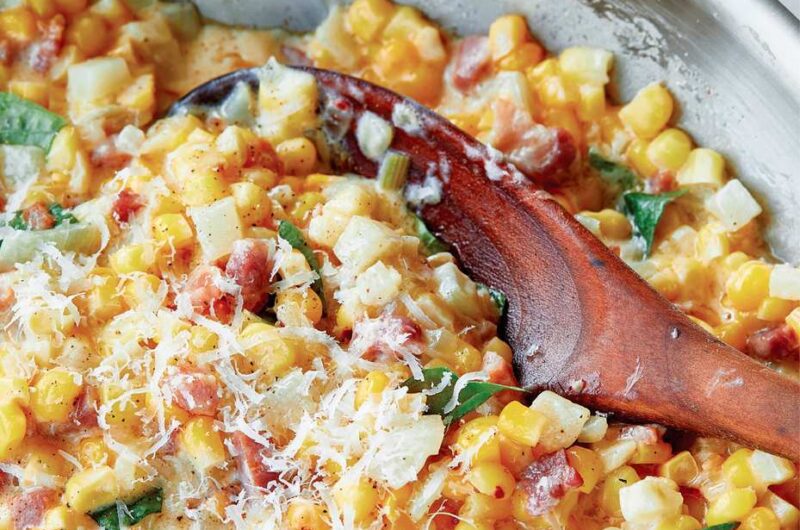 Giada creamy sweet corn with pancetta
