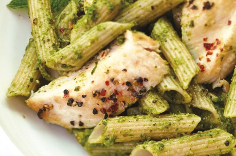 Giada Gluten-Free Penne with Lemon-Cumin Chicken and Pesto