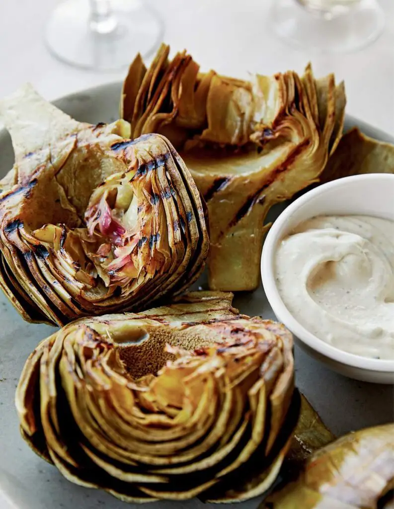 grilled artichokes with anchovy mayonnaise