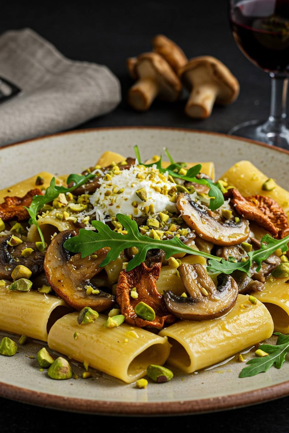 Giada Paccheri With Mushrooms And Pistachios