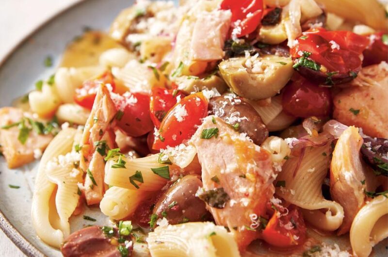 Giada campanelle with salmon puttanesca