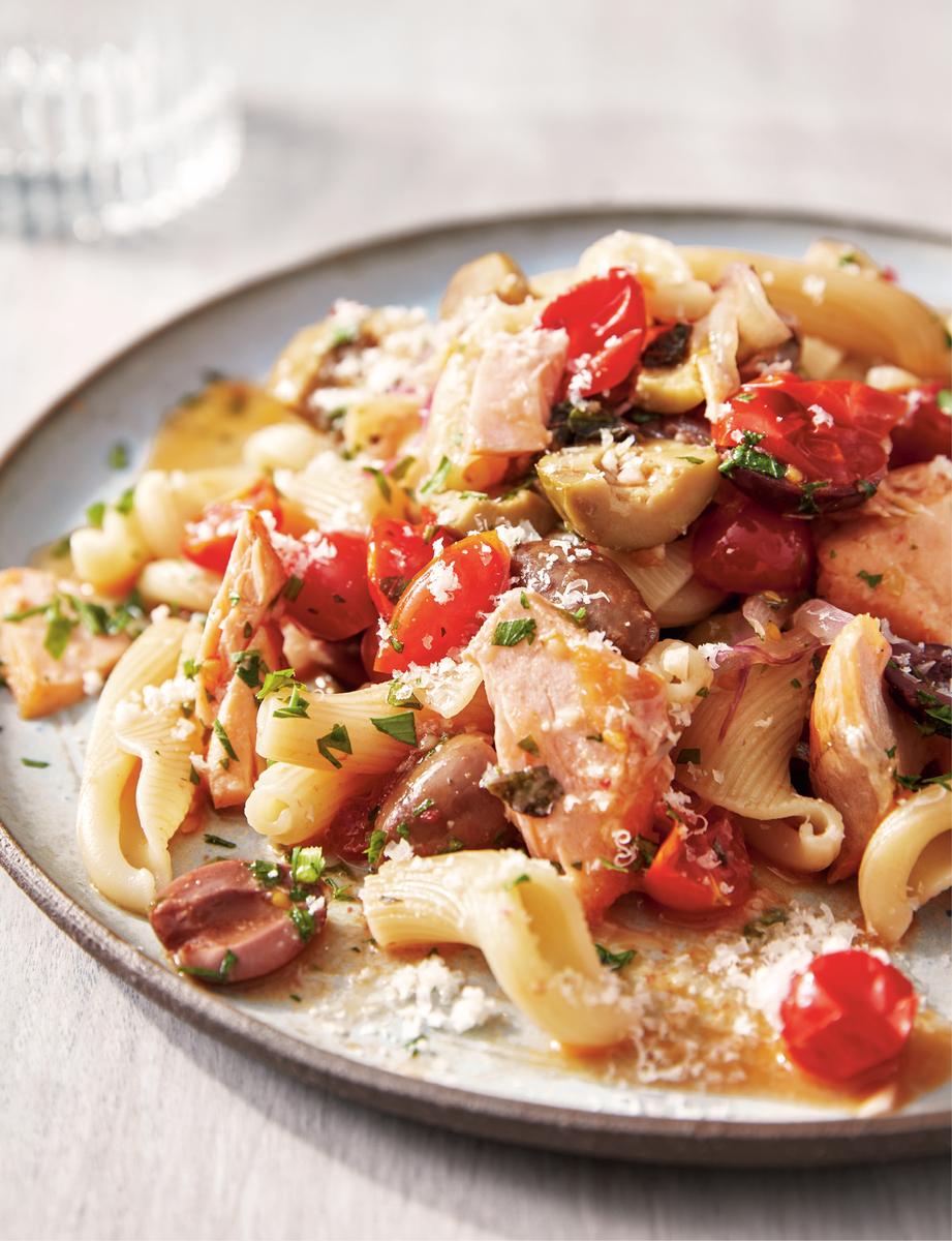 Giada campanelle with salmon puttanesca