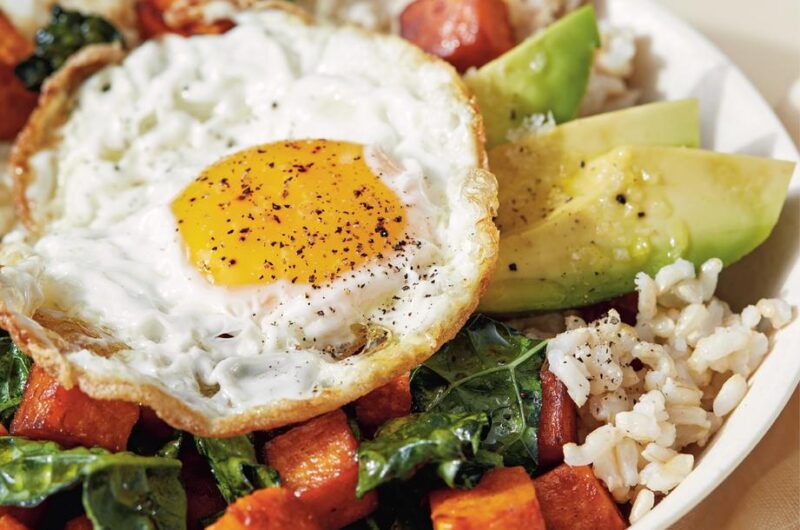 Giada spiced sweet potato rice bowl with fried egg